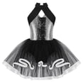 thumbnail image 6 of iiniim Girls Sequined Ballet Tutu Dress Sleeveless Halter Neck Sparkly Jazz Cha Cha Dance Stage Performance Silver 10, 6 of 7