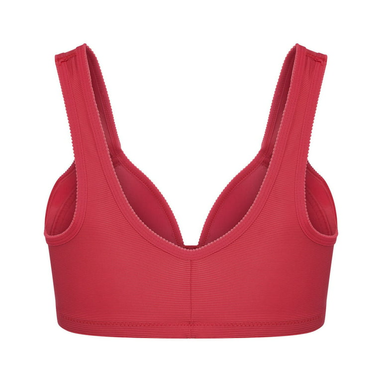 Womens Plus Size Compression Seamed Light Lift Front Close Wireless Bras  Shapewear for Women Watermelon Red 4XL