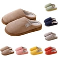 thumbnail image 4 of XIMIN Women Men Cotton Slippers Stripe Non-slip Soft Plush Slippers Home Indoor Bedroom Shoes Cozy Slippers Corduroy House Slippers Winter Autumn Warm Slippers, 4 of 5