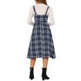 thumbnail image 3 of INSPIRE CHIC Women's Vintage Plaid Sleeveless A-Line Overall Pinafore Midi Dress XL Dark Blue, 3 of 6