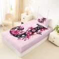 thumbnail image 4 of Erosebridal Letter J Twin Sheet Sets for Girl, Pink Groovy Floral Bedding, 3pcs, 4 of 5