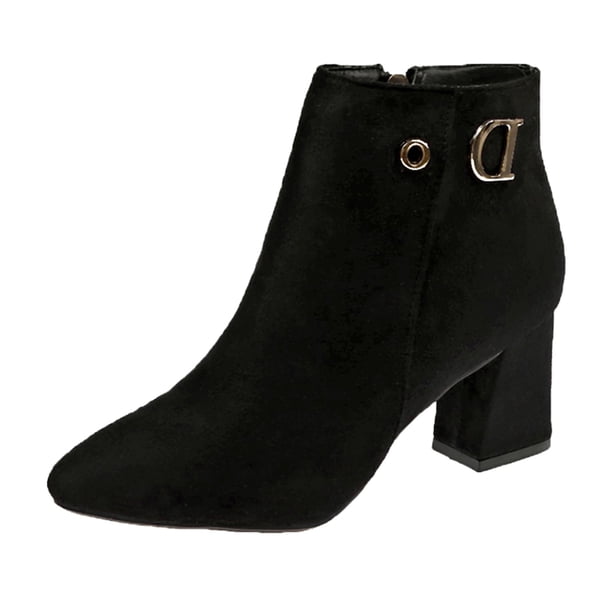 NECHOLOGY Botas Mujer Adulto Femenino Zapatos Botines de mujer Zapatos de mujer Botas de Cremallera lateral Punta estrecha Botas antideslizantes Botas transpirables (Black, 6)