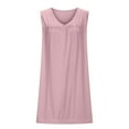 thumbnail image 6 of Lorytime Womens Summer Dresses V Neck Pink Sleeveless Spaghetti Strap Dresses Mini Dress Hawaiian Flowy Sundress Knee Length Short Dress Solid Beach Dresses Casual Vacation XL, 6 of 9