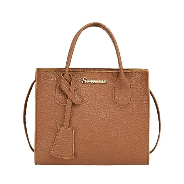 Handbag Women Handbag Lychee Pattern Faux Leather Golden Letter Charm Rectangle Mobile Phone Shoulder Bag Purse Dating Use