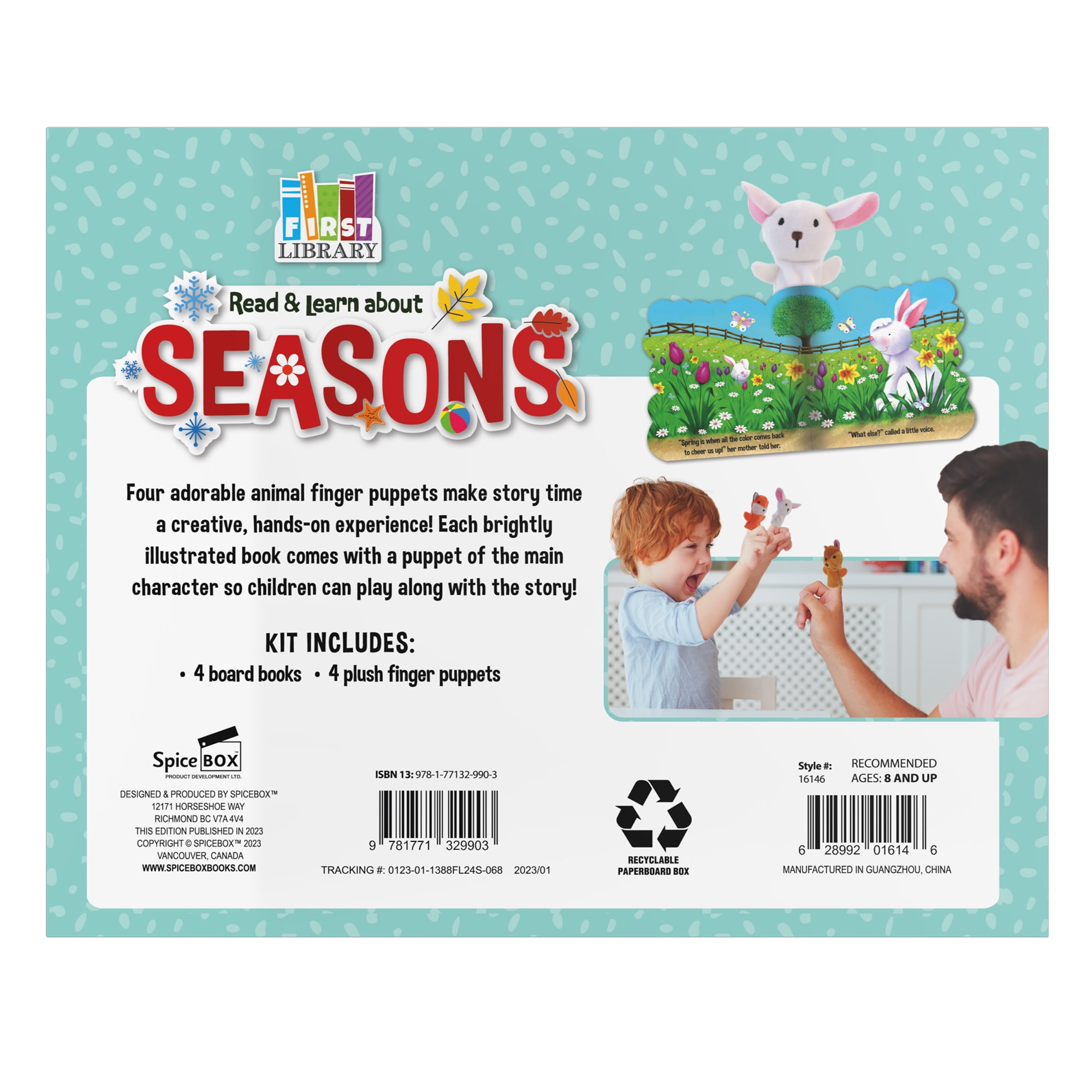 SpiceBox First Library Four Seasons: 4 Die-Cut Board Books with Finger Puppets