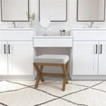 thumbnail image 3 of Pemberly Row Modern Backless Wood Vanity Stool Dark Driftwood Gray, 3 of 14