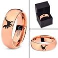 thumbnail image 4 of Tungsten Dinosaur Velociraptor Band Ring 7mm Men Women Comfort Fit 18k Rose Gold Dome Polished, 4 of 4