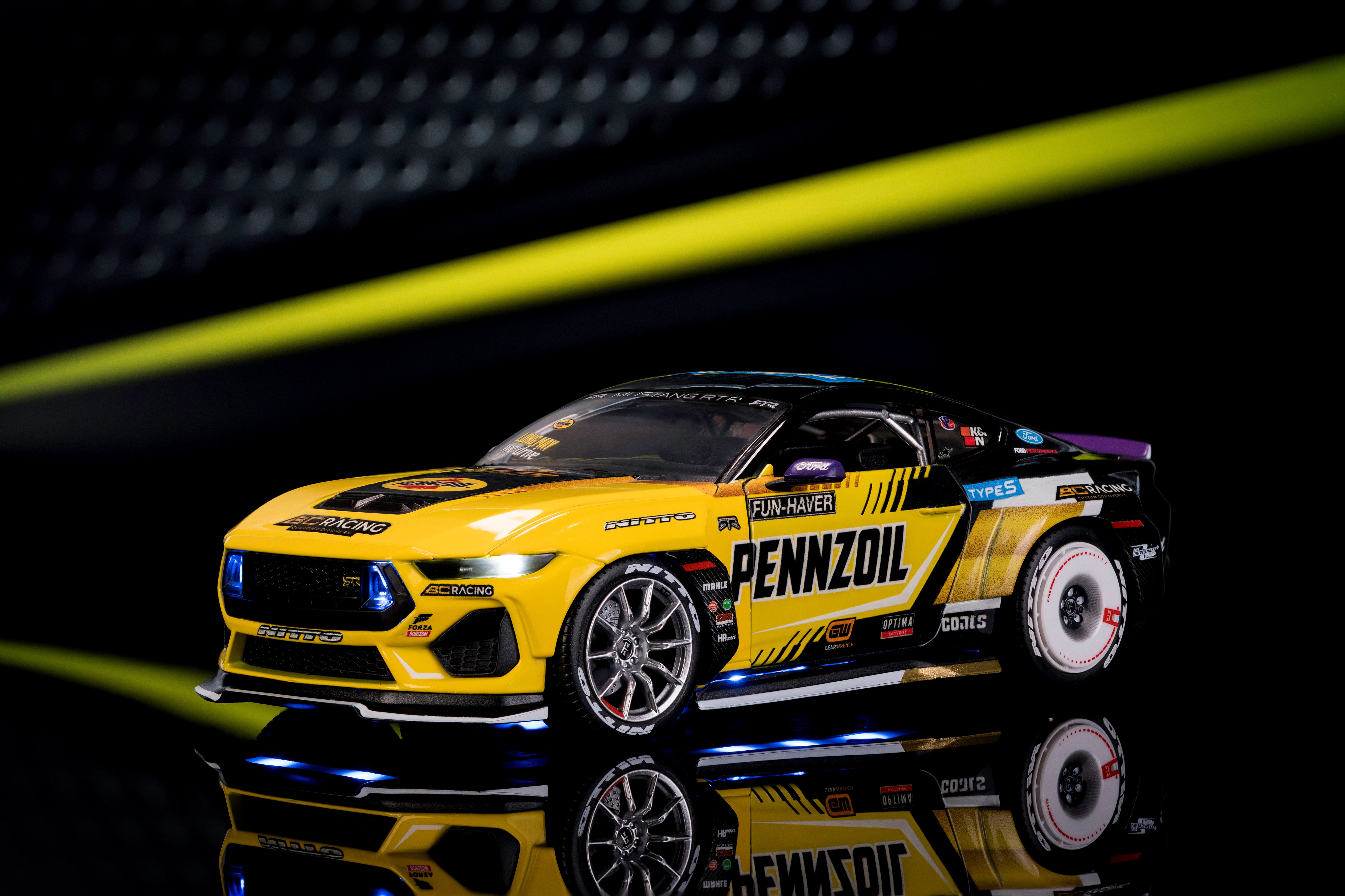 Jada Toys AutoZone 2023 Ford Mustang RTR Chelsea Denofa Die Cast Car 1 24 Scale Championship Livery Collectible Model