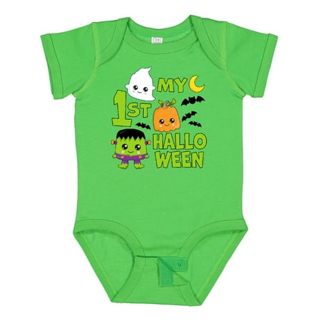 

Inktastic My 1st Halloween with Ghost Monster and Pumpkin Gift Baby Boy or Baby Girl Bodysuit