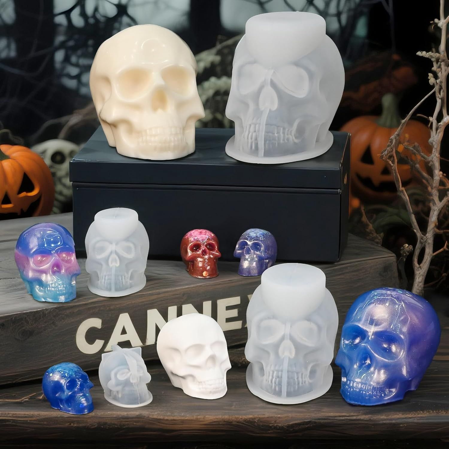 3D Skull Silicone Mold for Resin Candle Soap and Whiskey Ice Making
