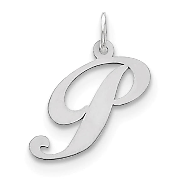 The Black Bow Sterling Silver, Ella Collection Medium Fancy Script Initial P Pendant