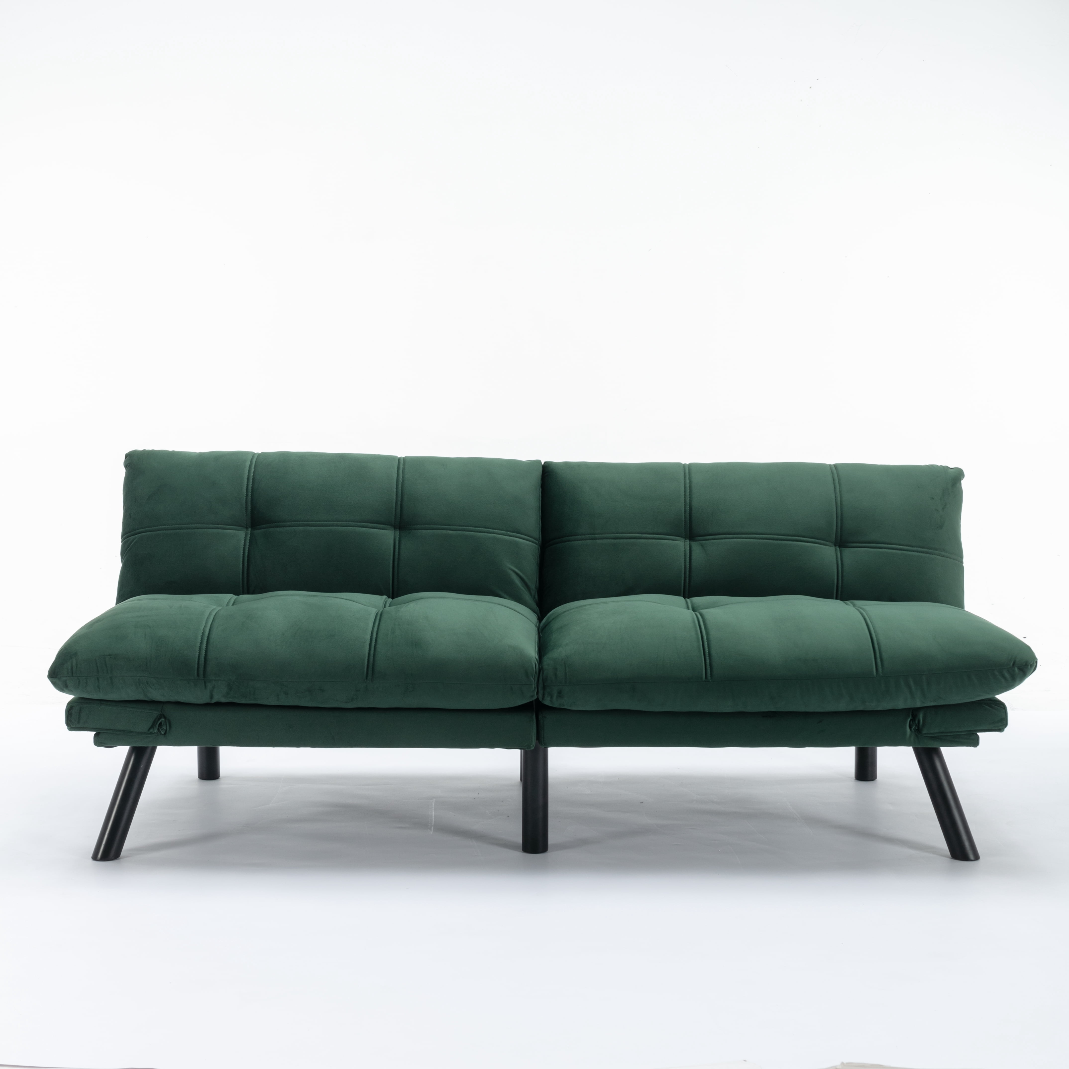 Convertible Folding Sofa Bed, Adjustable Armrest and Backrest, Emerald, 70.87 Inch Length, Upholstered Fabric, 2-Seater, Modern Design for Small Living Room Bedroom Apartment Office