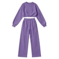thumbnail image 4 of KTFgvq Sweatsuits Women 2 Piece Outfit, Cropped Crew Neck Long Sleeve Top, Matching Wide Leg Pants with Elastic Waist, Casual Fall Set, S, 4 of 6