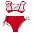 thumbnail image 3 of Cathalem Women Swimsuits Womens High Waisted Bikini Sets Drawstring Tummy Control Swimsuits Tie Back Bathing Suit (Red,XL), 3 of 9