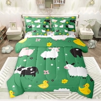 Castle Fairy Animal Sheep Cow Duck Twin Bedding Sets,Chic Flowers Bedding Comforter Set