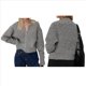 thumbnail image 3 of Cárdigan Holgado de Cuello Redondo, Larga, con Cremallera Frontal, para Mujer, Moderno Suéter de Punto con Cremallera, Abrigos de Otoño. Gris Oscuro XL, 3 of 7