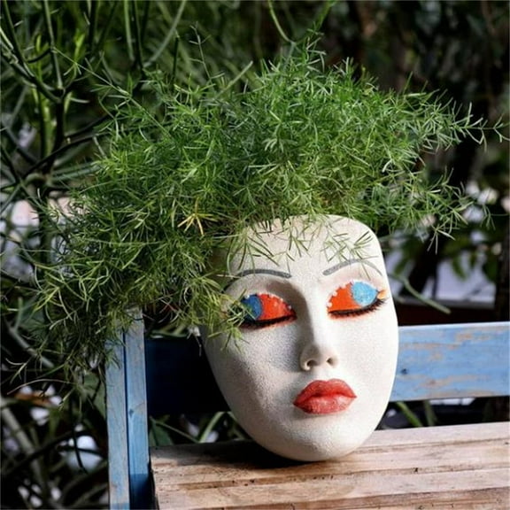 Face Planters Pots Head Planters for Outdoor Plants,Ceramic Flower Vase for Decor,Resin Human Face Wall Mounted Outdoor Garden Wall Decoration Planter Clearance