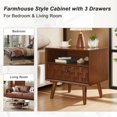 thumbnail image 2 of iooHug Farmhouse Wood Nightstand 1 Drawer Open Storage Side Table with Solid Wood Legs for Bedroom Living Room Adults Small Spaces(Walnut), 2 of 7