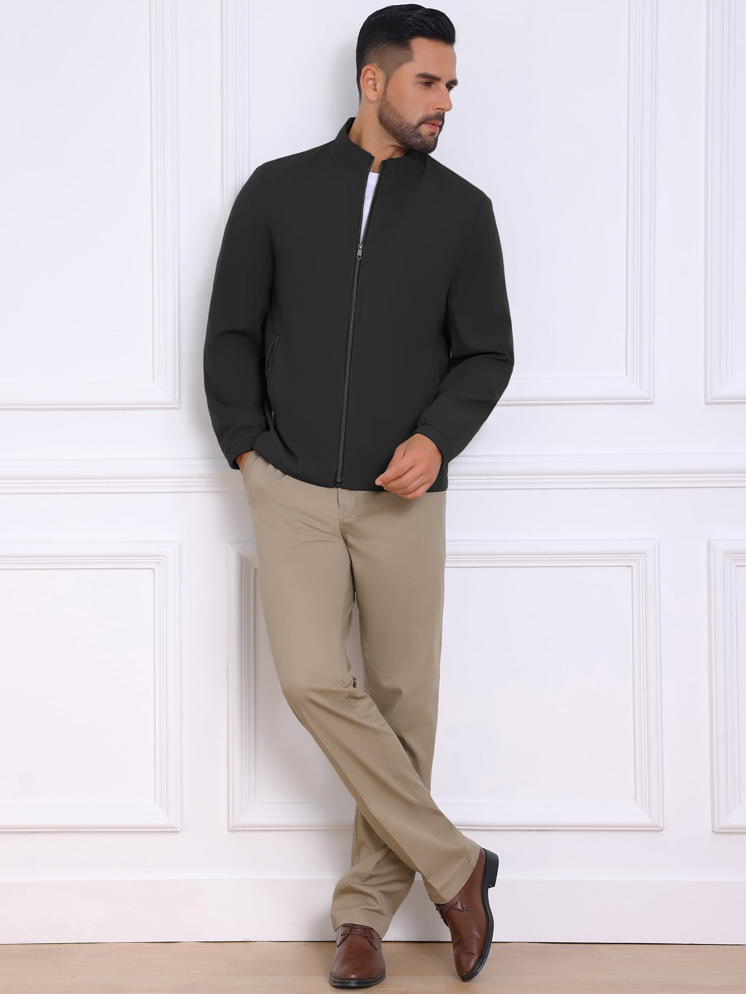 DARING DIVA Lightweight Stand Collar Full Zip Up Golf Bomber Jacket XL Black