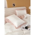 thumbnail image 4 of Move Over White Pink Ruffle Bedding Sets Queen White Pink Reversible Duvet Cover Set Washed Microfiber Pink Girls Ruffled Pattern No Filling, 4 of 8
