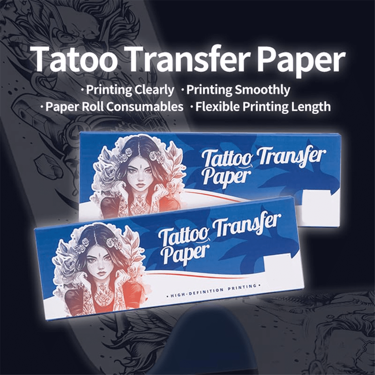 Transfer Paper - 95ft Tattoo Paper Roll, Double Layer Thermal for Long Drawing Function Transfer Machine,1set x stencil paper,As Shown