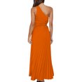 thumbnail image 2 of nvzhuang Women One Shoulder Sleeveless Dress Waist Cutout Pleated Summer Dress, 2 of 5