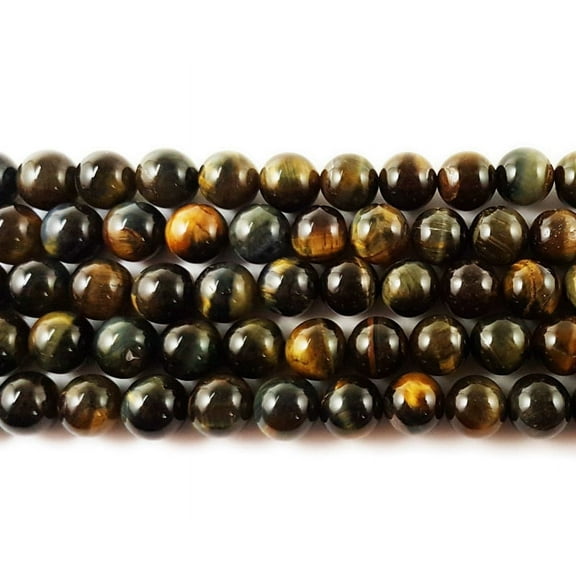 6mm Blue/Yellow Tiger Eye Round Beads Genuine Gemstone Natural Jewelry Making