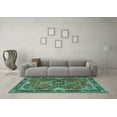 thumbnail image 3 of Ahgly Company Machine Washable Indoor Rectangle Persian Turquoise Blue Traditional Area Rugs, 2' x 4', 3 of 4