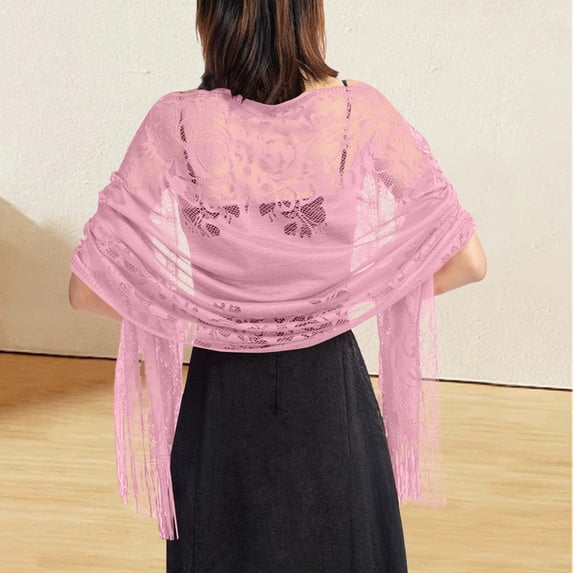 QASIEATN Womens Shawl Wraps Women's Shawl Lace Shawl Bride's Bridesmaid Evening Dress Cheongsam Shawl Dinner Hollowed Out Lace Shawl Fall Fashion Accessories
