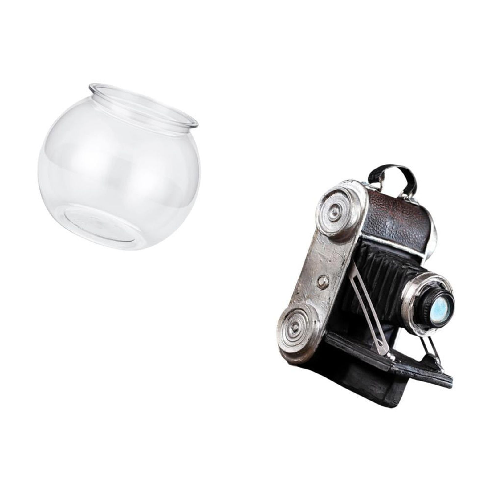 EHJRE Desktop Aquarium Tank Transparent Small Fish Bowl Vase Camera Statue Model Collectible Figurine Resin PP Craft Artistic Decoration Suitable for Photo