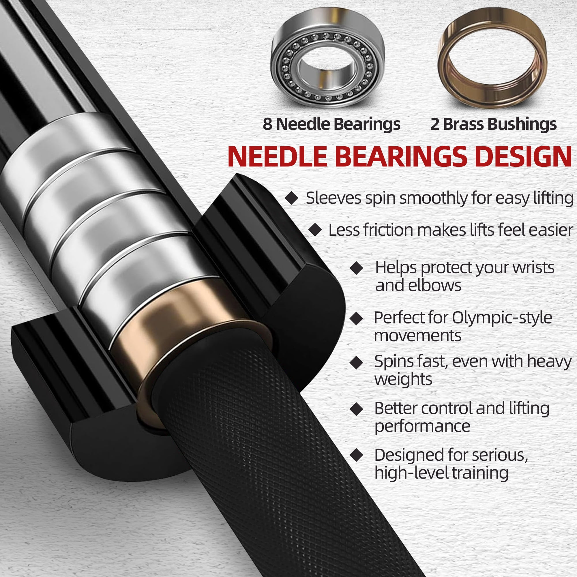 FlexWave Straight Olympic Barbell, Alloy Steel with Ceramic Coating, 2-Inch Diameter, 7FT, Available in Multiple Colors