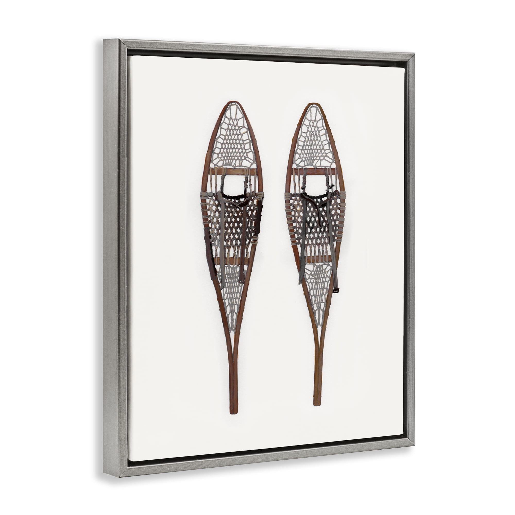Stupell Industries Minimal Winter Snow Shoes Sports Painting Gray Floater Framed Canvas Art Prints Wall Art, 25 x 31