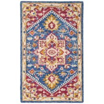 SAFAVIEH Aspen Gamal Oriental Wool Area Rug, Navy/Fuchsia, 3' x 5'