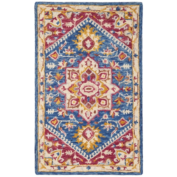 SAFAVIEH Aspen Gamal Oriental Wool Area Rug, Navy/Fuchsia, 3' x 5'