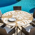 thumbnail image 6 of Light Brown Monstera Deliciosa Round Tablecloth 36-44 Inch Round Fitted Table Cloth with Elastic Edge, Tropical Summer Botanical Waterproof Table Cover Protector for Outdoor Picnic Party Dining, 6 of 9