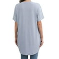 thumbnail image 4 of DYMADE Womens Summer Breathable Spliced Round Neck Short Sleeve Pockets Buttons Loose Fit Tunic T-Shirt Tops, 4 of 4