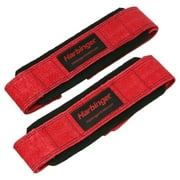 Harbinger Anti Slip Leather Red Weight Lifting Straps