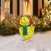 Tukinala Light-Up Chicken with Scarf Holiday Decoration, Art Glowing Chicken Christmas Ornaments, Light-Up Chicken with Scarf Lawn Corridor Christmas Atmosphere Decoration