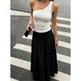 thumbnail image 4 of Women's Black Multi Layer Maxi Skirt Drawstring Casual Summer Vacation Skirt, 4 of 22