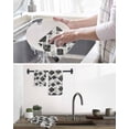 thumbnail image 5 of Black Geometric Moroccan Kitchen Dish Towels for Drying Dishes Set of 2, Abstract Art Grey Ombre Modern Waffle Weave Microfiber Hand Tea Bathroom Towels Quick Dry & Absorbent Towel 15.7x23.6, 5 of 7
