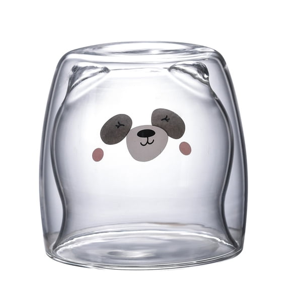 Bewildely Vaso de agua de vidrio de dibujos animados bonitos de doble capa de repuesto para niños aislamiento térmico resistente al calor Utensilios de cocina Tipo 2