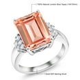 thumbnail image 6 of Gem Stone King 925 Sterling Silver Peach Nano Morganite Ring for Women (6.60 Cttw, Gemstone October Birthstone, Emerald Cut 14X10MM, Available in Size 5, 6, 7, 8, 9), 6 of 6
