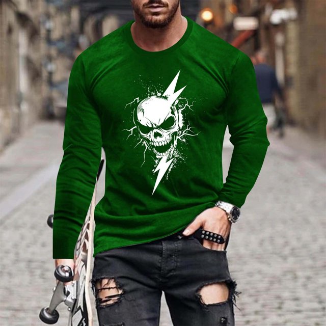 Blusas y camisas de manga larga con cuello redondo para hombre, moda informal, estampado, deportivas, de manga larga, cuello redondo, blusas, camisas para hombre, blusa de poliéster