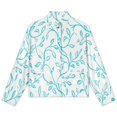thumbnail image 4 of Jackets for Women Winter Coat Jackets Flannel Stand Collar Jacket(Aqua Leaves Floral Seamless Pattern,Size:S-4XL), 4 of 7