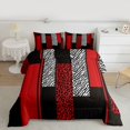 thumbnail image 2 of Homewish Contemporary Geometric Stripe Queen Comforter Set,Chic Geometric Striped Bedding Sets,Red White Black Bedding Comforter Set For Boys Teens,Breathable Home Decor Reversible,3pcs, 2 of 8
