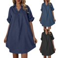 thumbnail image 4 of adviicd Robes pour Femmes Robe d'Été à Manches Courtes Col Rond Rayée Basique Unie pour Bureau BU1,XXXXL, 4 of 5