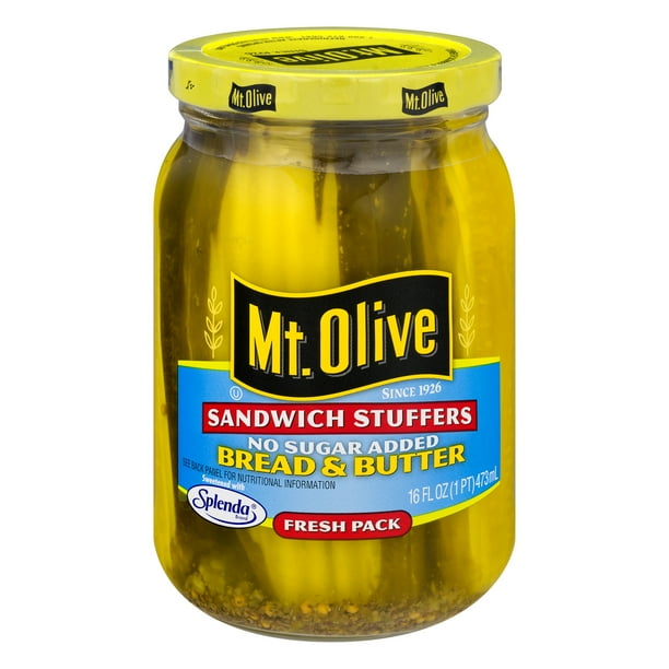 Mt Olive Sandwich Stuffers No Sugar Added Bread Butter 16 0 Fl Oz Walmart Com