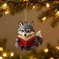 thumbnail image 2 of Reading Wolf Ornament Christmas Forest Animal Ornament, Cute Fox Reading Books, DIY Christmas Tree Decoration, Personalized Woodland Creature Hanging Ornament Gift, Animal & Readers Lovers, 2 of 5