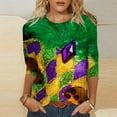 thumbnail image 4 of Blouses Funicet pour Femmes Mode, Blouses pour Femmes, T-Shirt Imprimé Mardi Gras Manches 3/4 Col Rond Décontracté, T-Shirts pour Femmes, Blouses pour Femmes Décontractées, 4 of 5