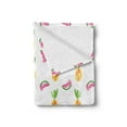 thumbnail image 2 of Pineapple Soft Flannel Fleece Throw Blanket, Pineapple and Watermelon Fruit Themed Minimal Sketch Pastel Watercolor Pattern, Cozy Plush for Indoor and Outdoor Use, 50" x 70", Multicolor, by Ambesonne, 2 of 5